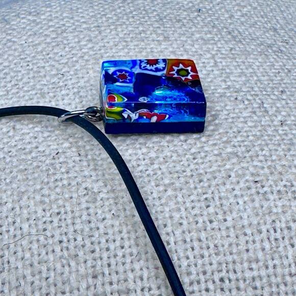 Murano Glass Pendant Leather Necklace - Picture 3 of 4